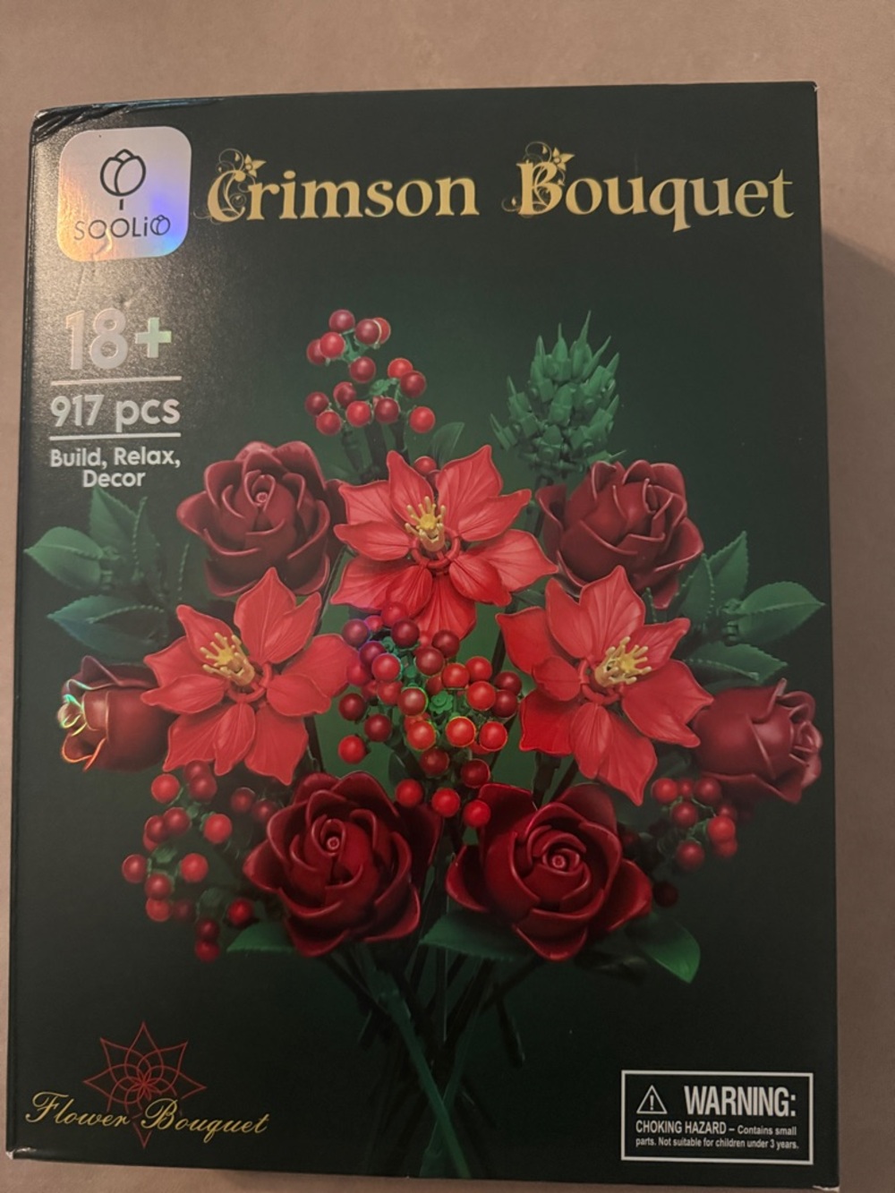 Crimson Bouquet Building Set - Red Floral Blocks